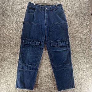 Vintage 80s Nitro Jeans Men 38x31 Blue Denim Double Knee Pockets Workwear Cotton